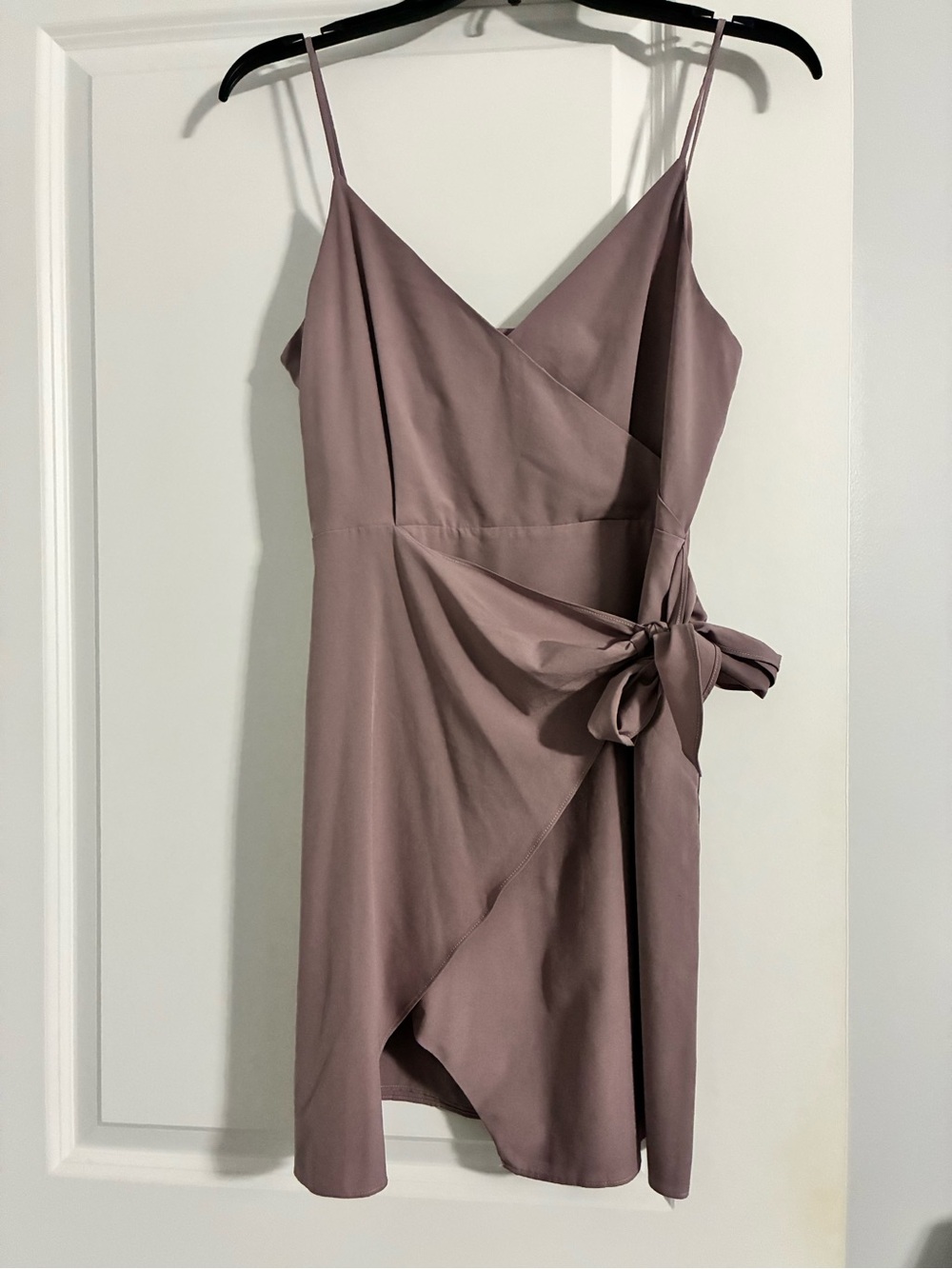 fab'rik Mauve Dusty Rose Wrap Mini Dress with Side Tie